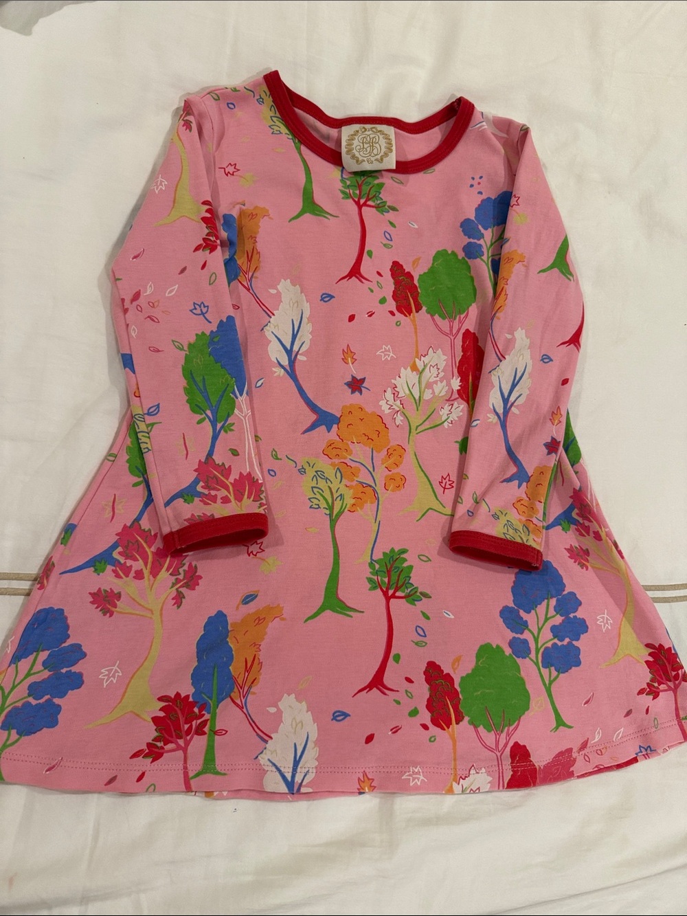 The Beaufort Bonnet Company Pink Tree-Print Long Sleeve Dress